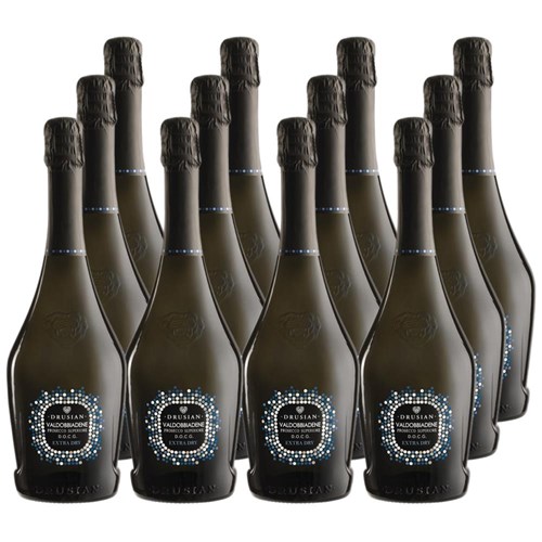 Buy a Case of 12 Bottles of Drusian Valdobbiadene Prosecco Superiore D.O.C.G. Extra Dry 75cl - Securely Packaged and Delivered Together